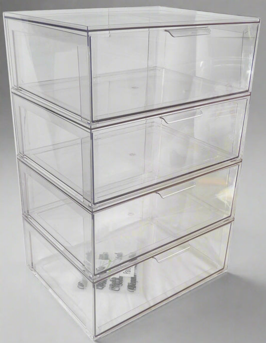 SLANTED OFFICE BIN WITH LABELS, CLEAR