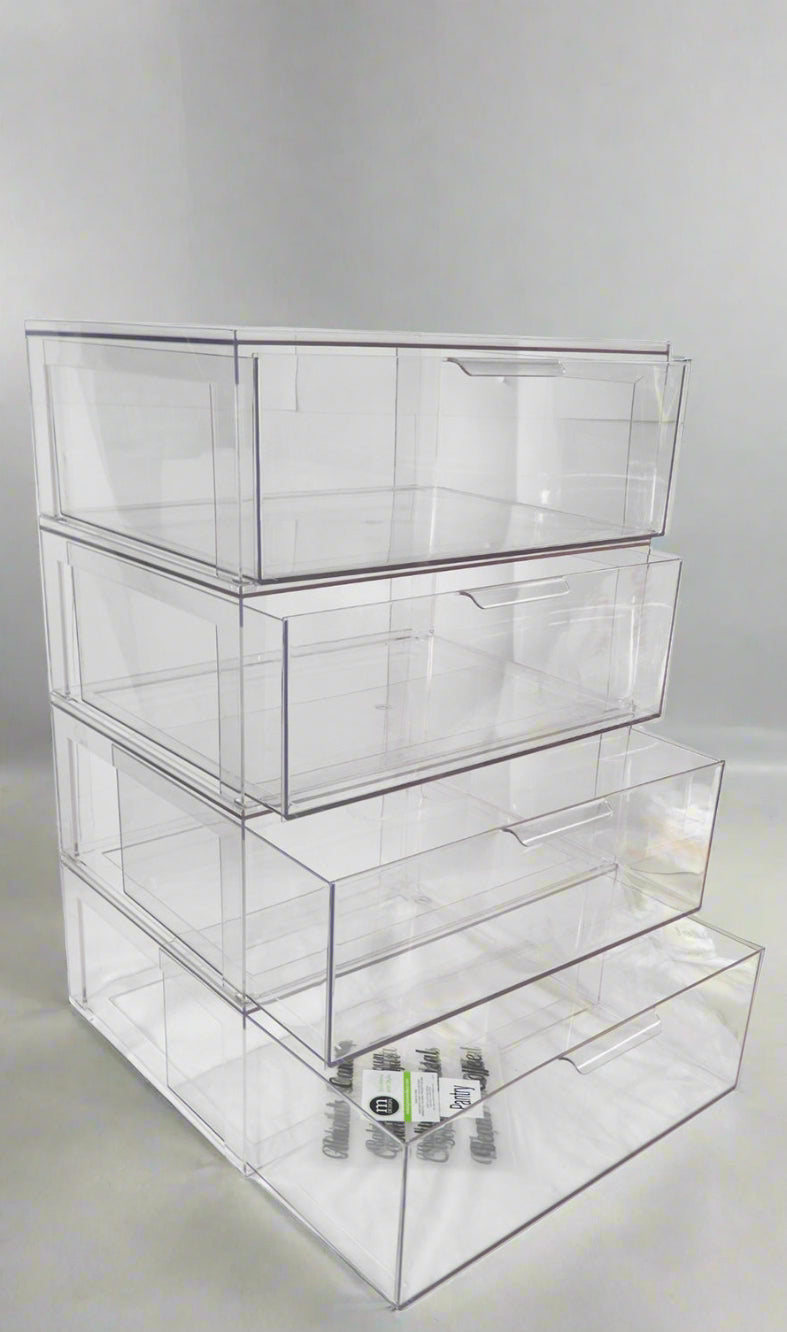 SLANTED OFFICE BIN WITH LABELS, CLEAR