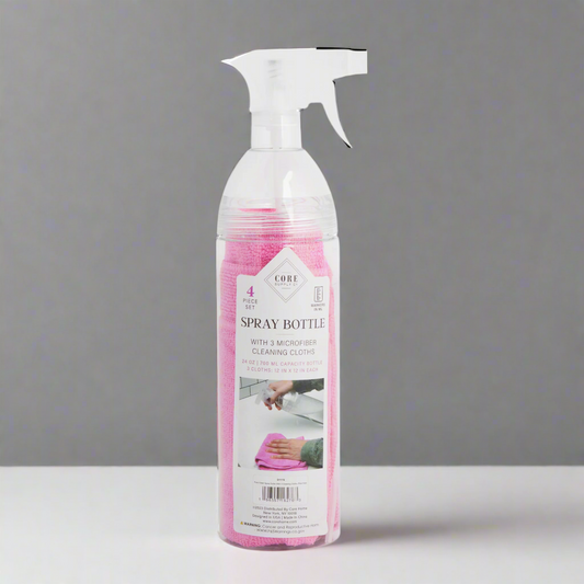 Pure Clean Spray Bottle With 3 Cleaning Cloths - Pink Flare