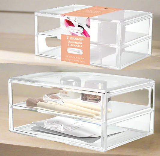 2 Drawer Large Stackable - Clear